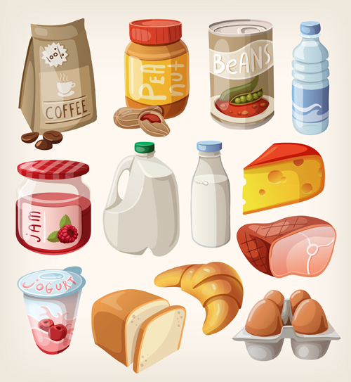 Fast food icons set vector graphics 01