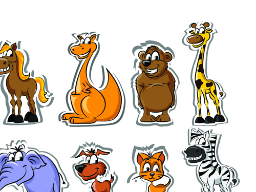 Set of funny animals vector 04