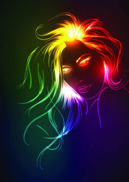 Set of Ornate neon light fashion model vector 05