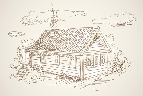 Hand drawn countryside landscapes vector 04
