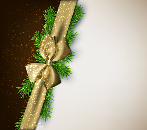 Happy new year and christmas bow gift card 02