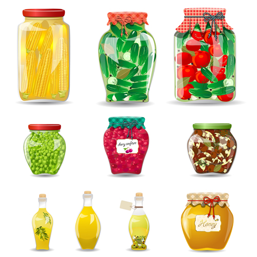 Jam and jar vector set 01