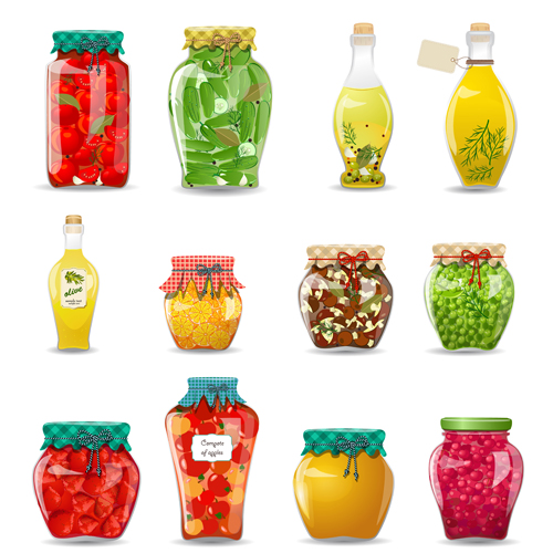 Jam and jar vector set 02