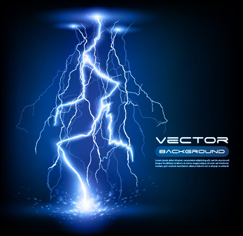 Set of Lightning flash elements background vector 01