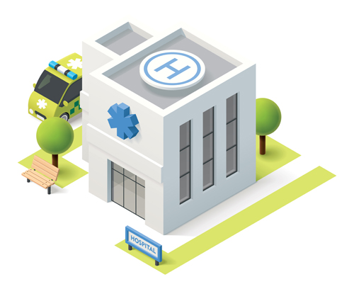 Modern Isometric buildings model vector material 04