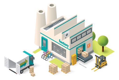 Modern Isometric buildings model vector material 05