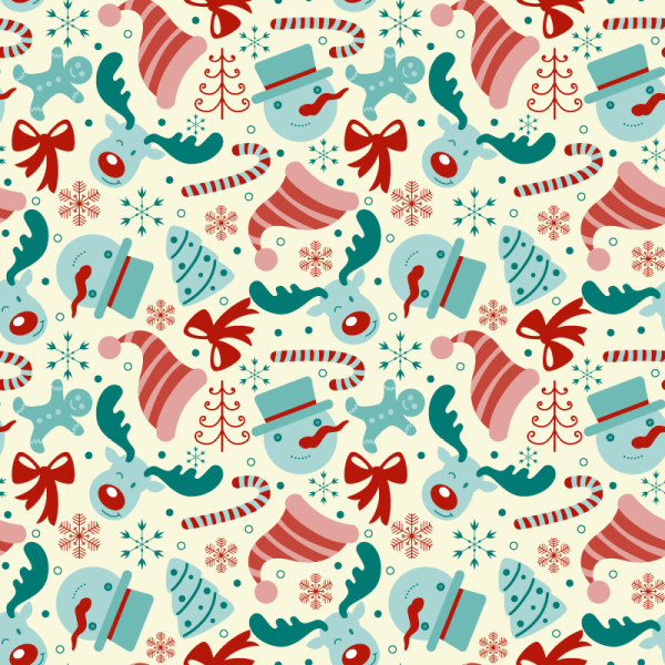 Pattern christmas elements seamless vector 01 set