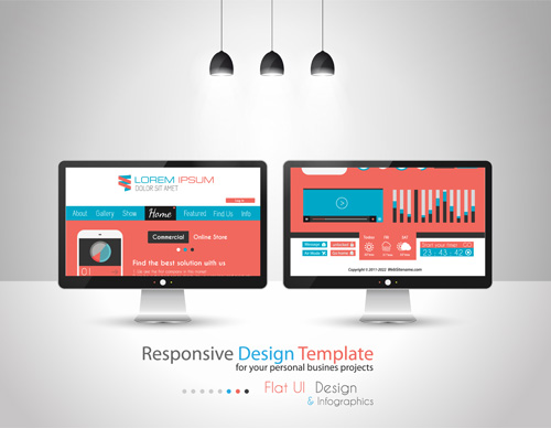 Realistic devices responsive design template vector 01