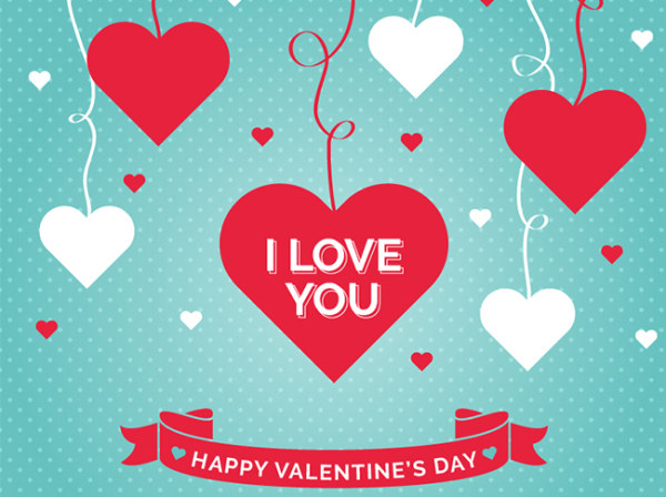 Red with white hearts and ribbon vector