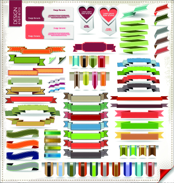Different Ribbons elements vector set 04