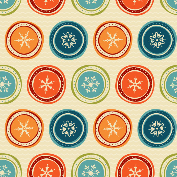 Round snowflake seamless pattern retro vector