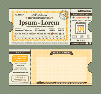 Ship Ticket design vector set 01