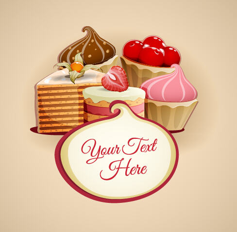 sert and sweets background vector 01 Tasty dessert and sweets background vector 01