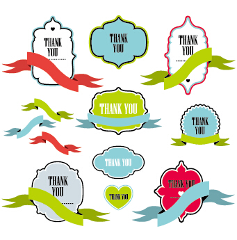 Text frame labels with ribbon vector 02