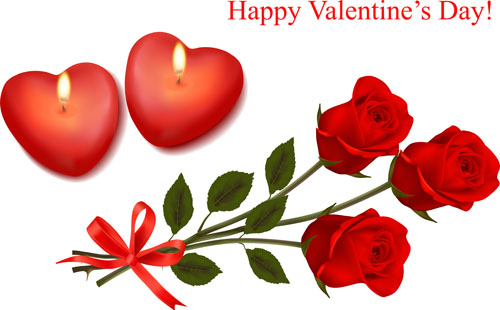 Valentine theme elements vector background set 01