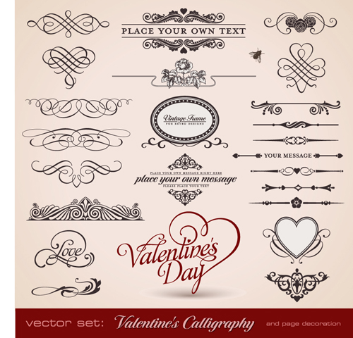 Romantic love Theme elements vector set 03