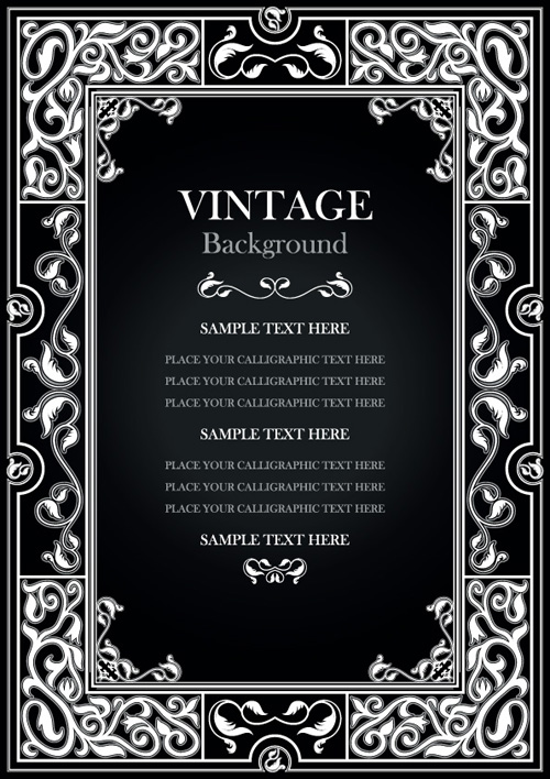 Set of Vintage frame background vector 01