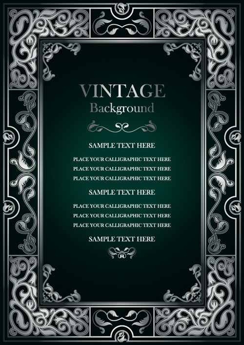 Set of Vintage frame background vector 02