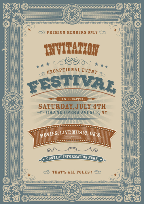 Vintage styles certificates templates set vector 01
