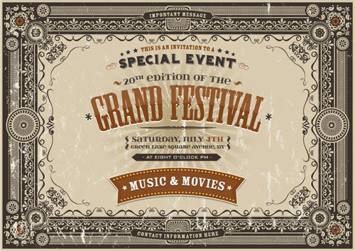 Vintage styles certificates templates set vector 05