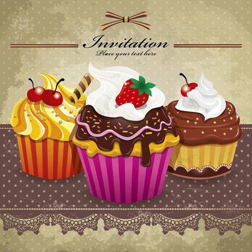 Delicious Cupcakes design elements vector 02