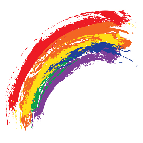 Watercolor oil painting rainbow background vector 01