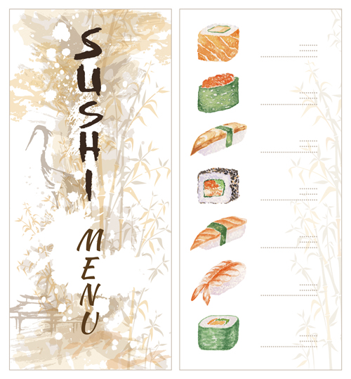 watercolor sushi menu 
