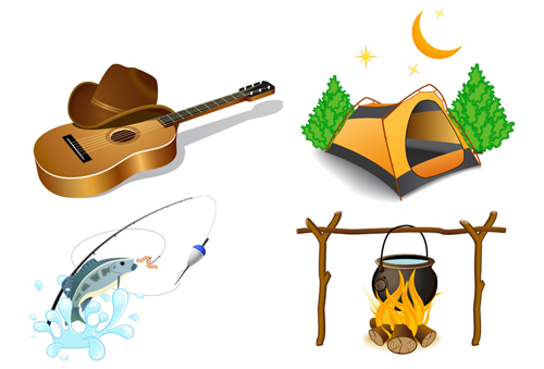 Set of active recreation elements vector 02