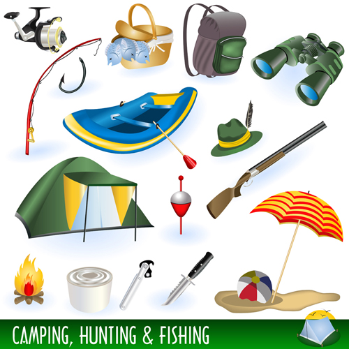 Set of active recreation elements vector 03