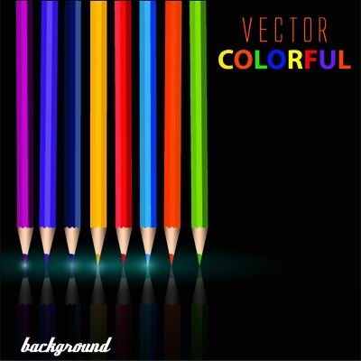 Colorful pencil with black background vector 02 Colorful pencil with black background vector 02
