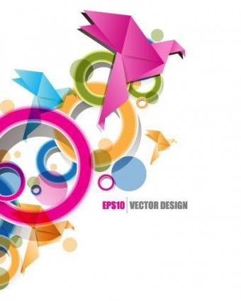Origami birds with abstract background vector Origami birds with abstract background vector