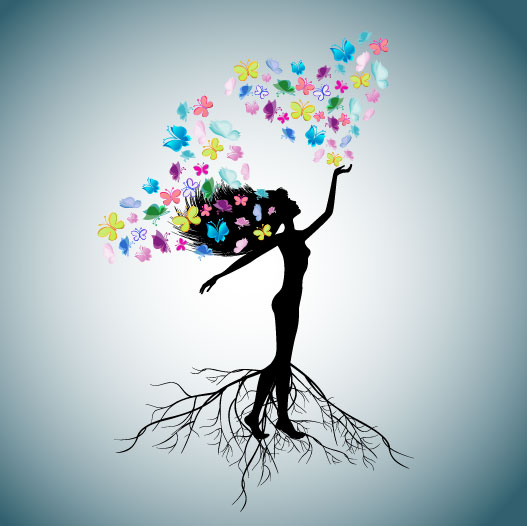 Set of Tree People Silhouettes vector 01