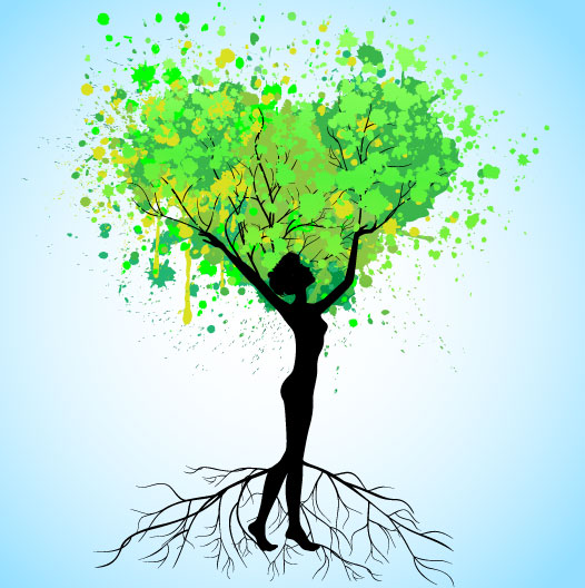 Set of Tree People Silhouettes vector 02