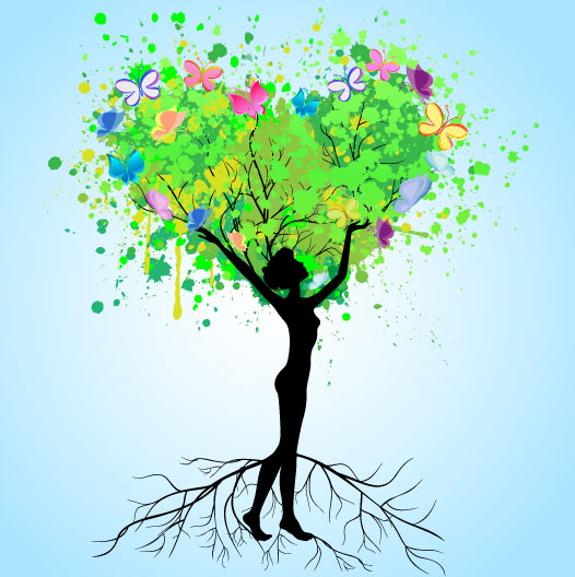 Set of Tree People Silhouettes vector 03