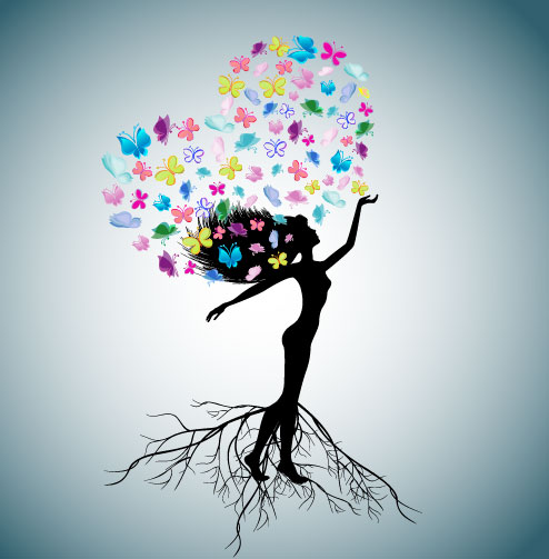 Set of Tree People Silhouettes vector 04