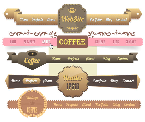 luxury of Vintage Website Navigation vector 01