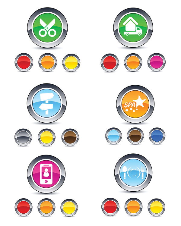 webpage button smooth round label icon crystal style color icon amount 