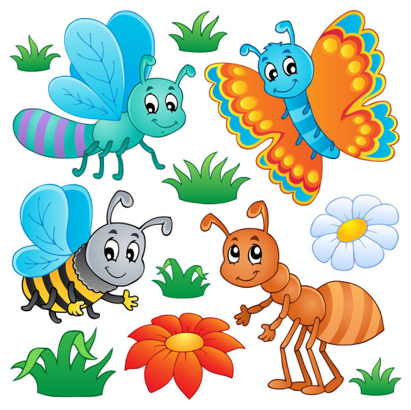 Funny Cartoon Insects vector set 03
