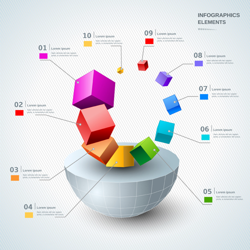3d infographic modern template vector 03