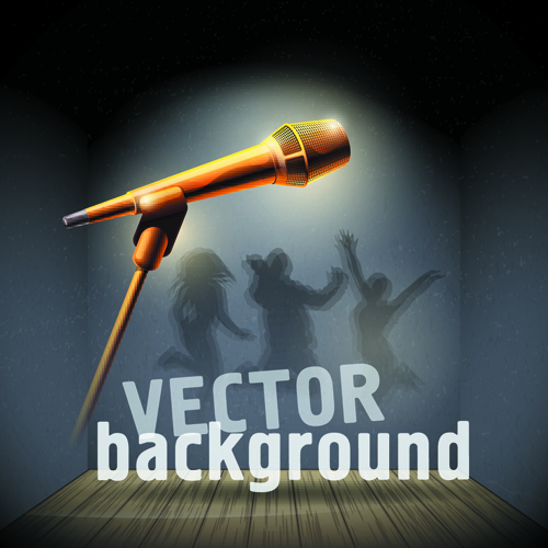 Stylish Microphone elements vector set 06