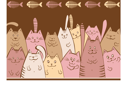 musing cartoon cats vector design 01 Amusing cartoon cats vector design 01
