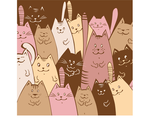 musing cartoon cats vector design 02 Amusing cartoon cats vector design 02