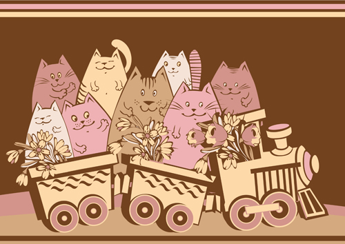 musing cartoon cats vector design 03 Amusing cartoon cats vector design 03