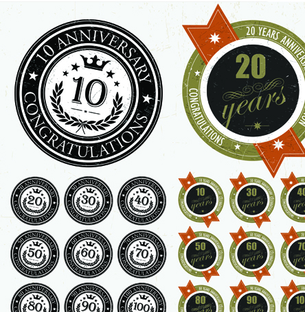 Elements of Anniversary numbers labels vector 03
