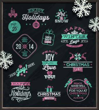Christmas and winter labels vectors