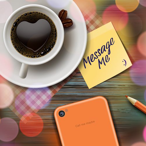 Valentine day coffee heart vector card 04