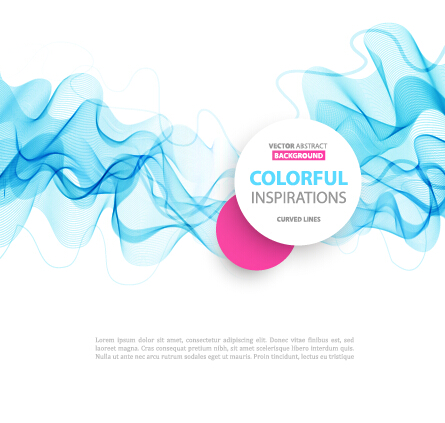 Colored curved lines abstract background vector 17