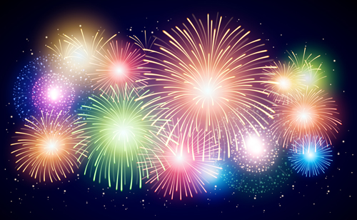 Colorful fireworks holiday celebratory vector 05