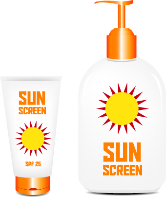 Cosmetics sunblock lotions design elements vector 03