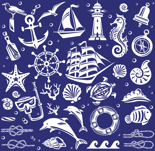 elements vector pattern material 01 Creative marine elements vector pattern material 01